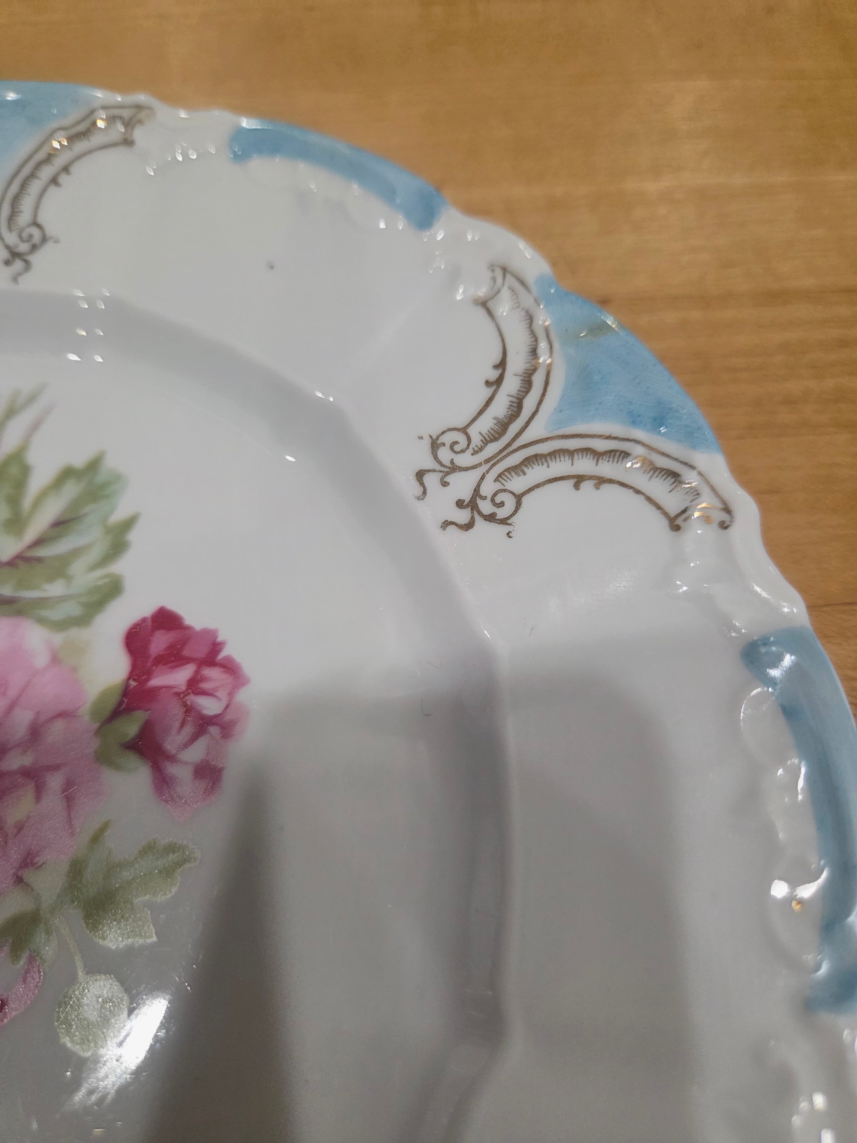 Vintage Erdmann Schlegelmilch Prussia Germany Pink Floral Decorative Plate 8.25 - Thumbnail 3