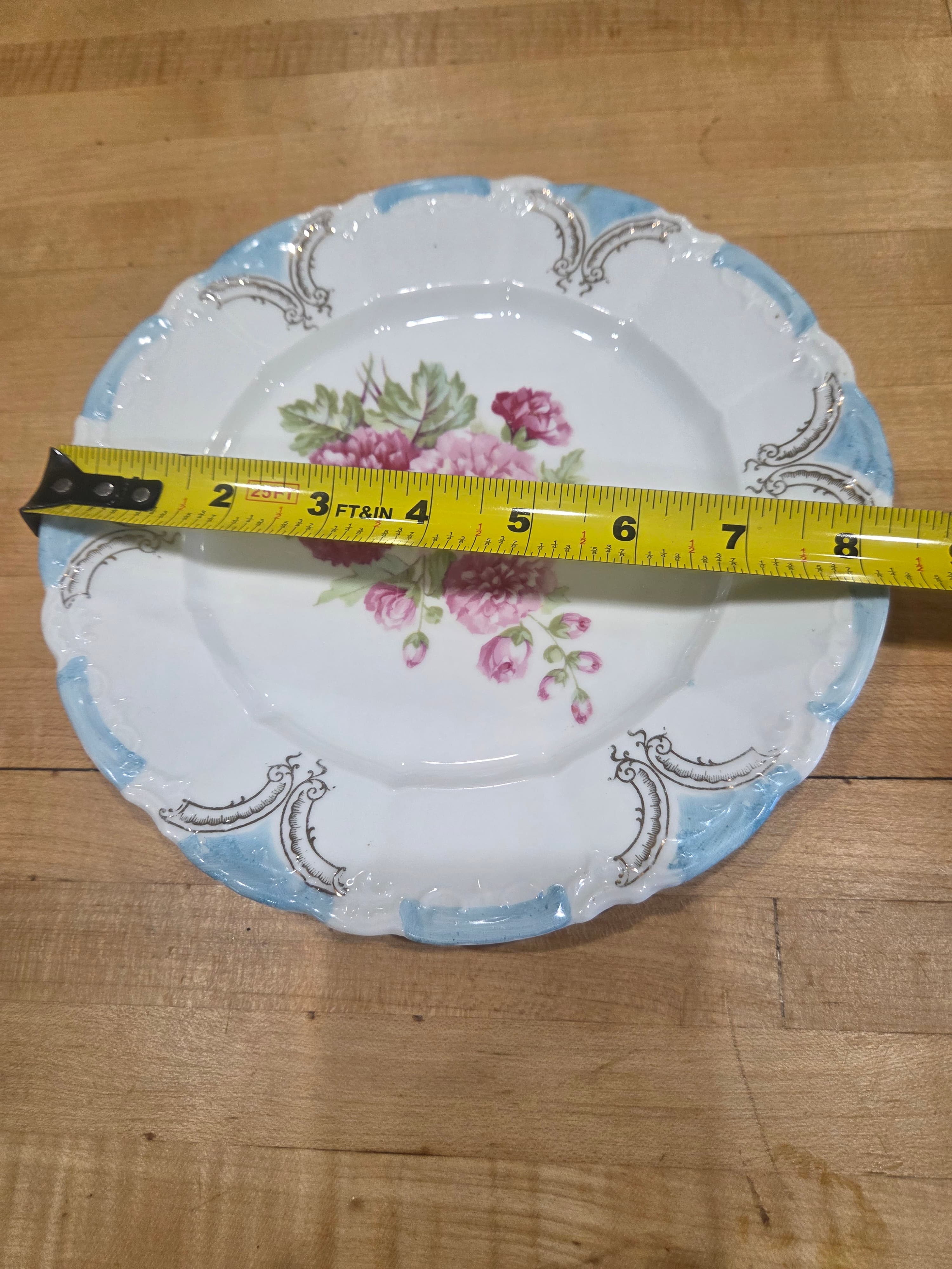 Vintage Erdmann Schlegelmilch Prussia Germany Pink Floral Decorative Plate 8.25 - Thumbnail 5
