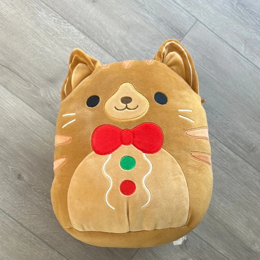 Squishmallow Gingerbread Bear Plush Toy with Bow - Thumbnail 2