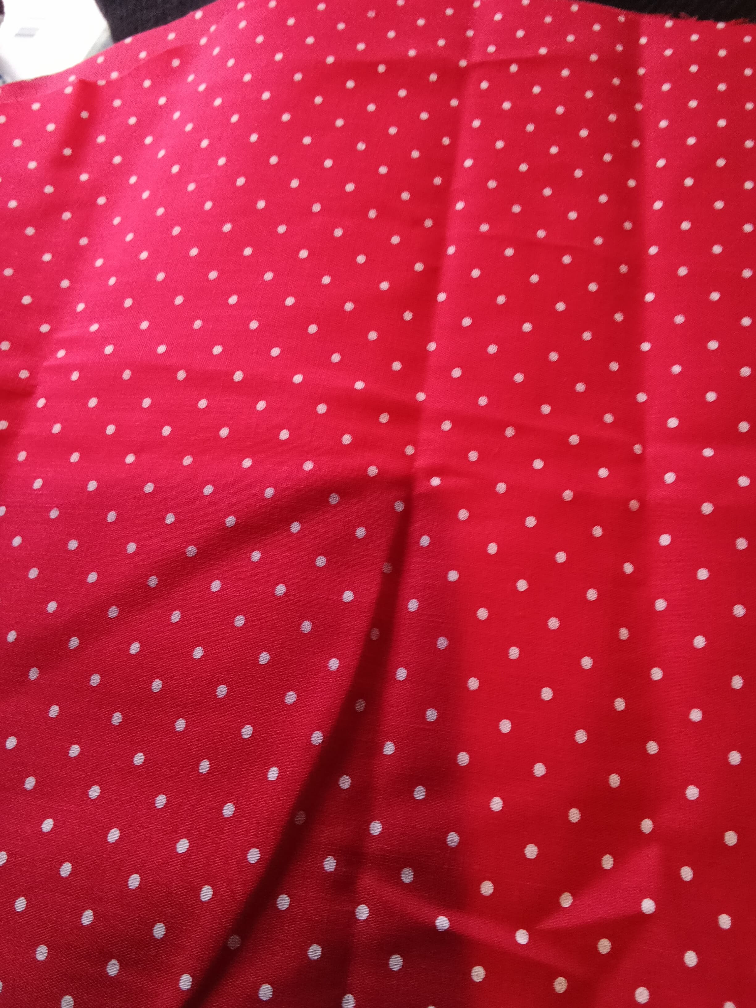 #2 Red Polka Dot Fabric Material (bigger dots) - Thumbnail 2