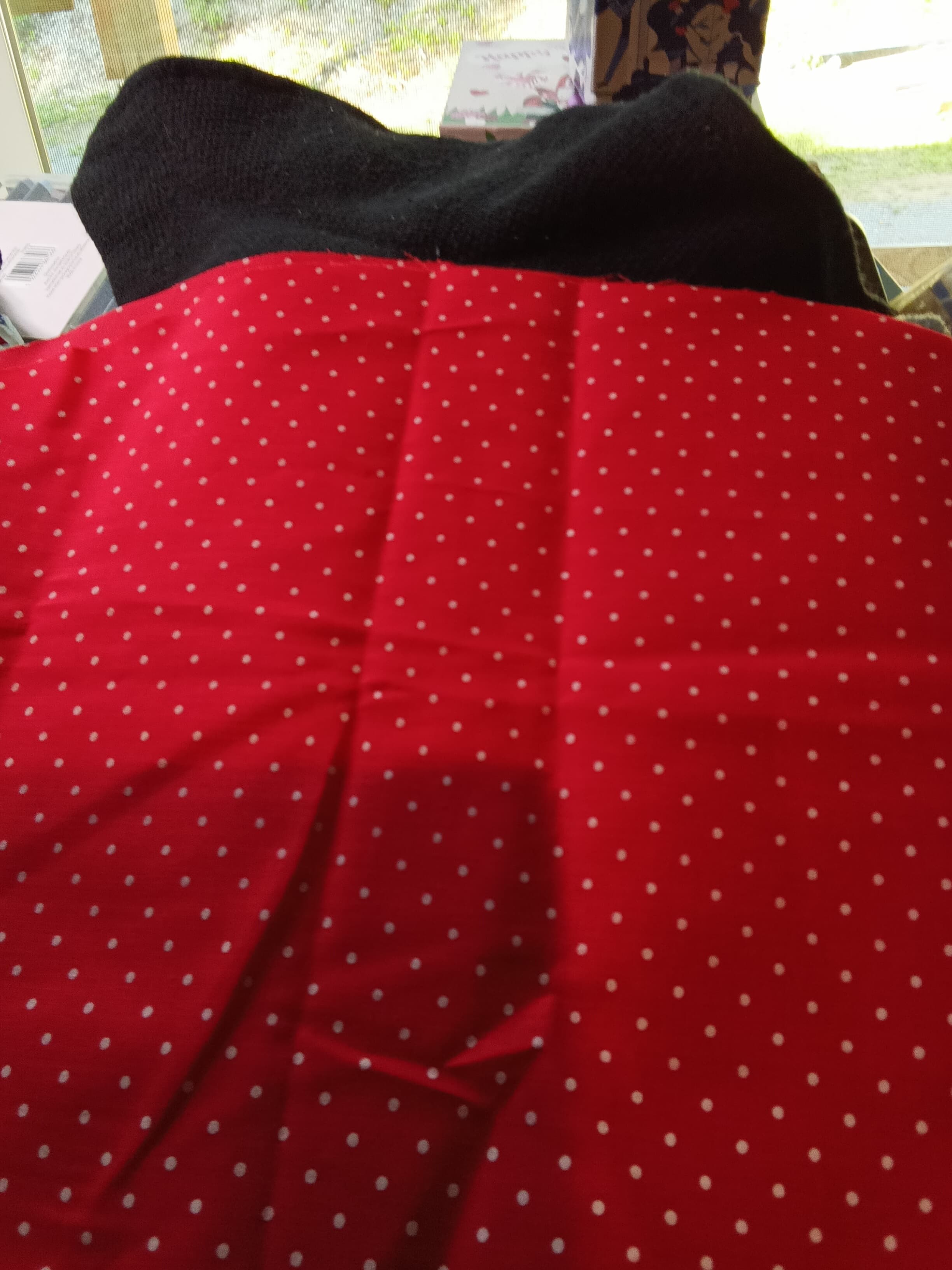 #2 Red Polka Dot Fabric Material (bigger dots) - Thumbnail 3