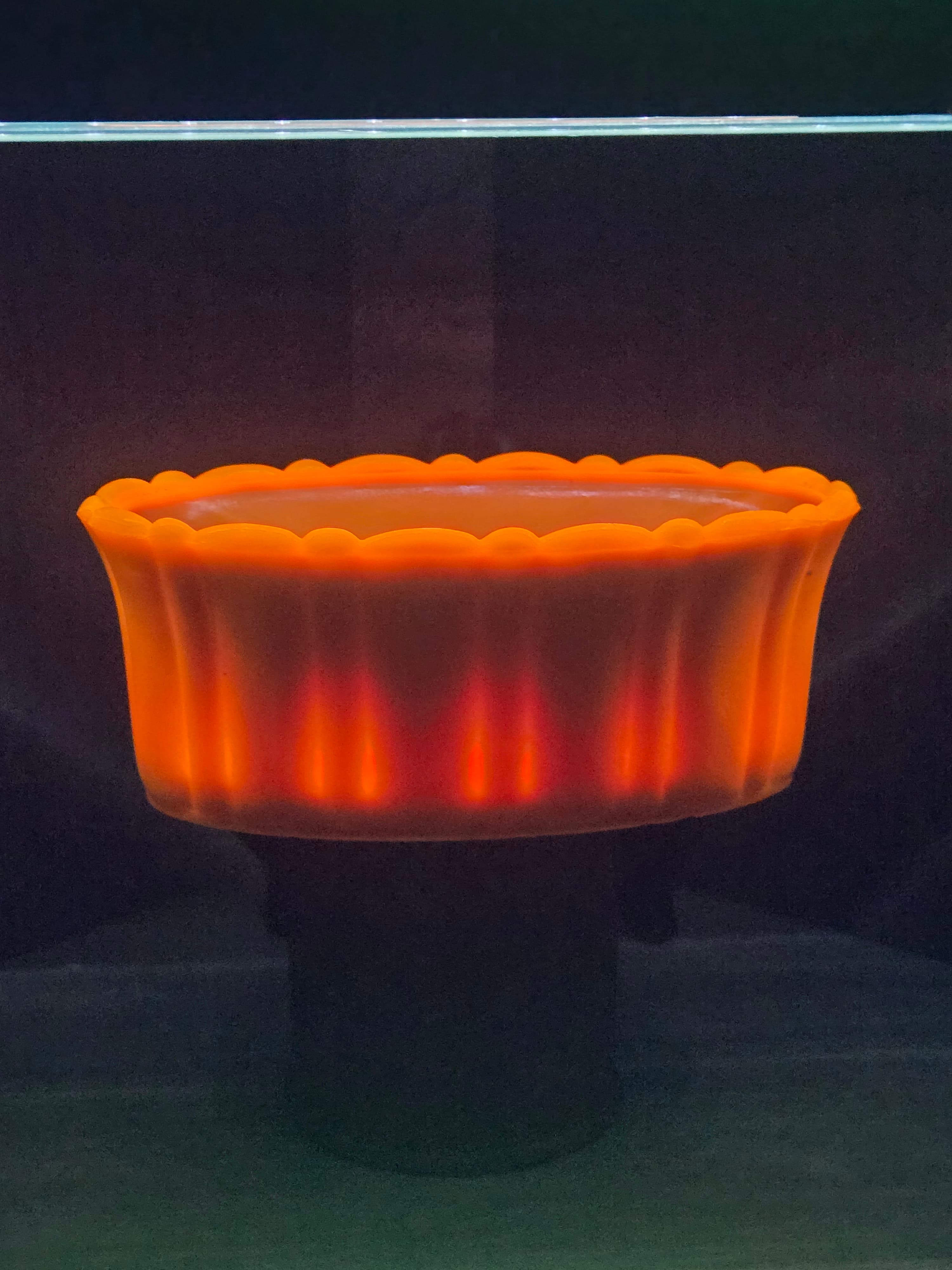 Vintage Akro Agate Caramel Slag Glass Oval Dish Planter 654 UV Glow - Thumbnail 2