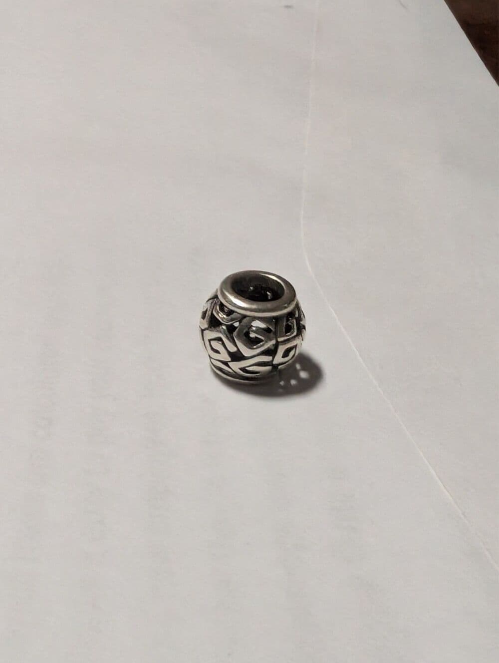 Authentic Pandora Openwork Round Bead Charm S925 Silver Retired