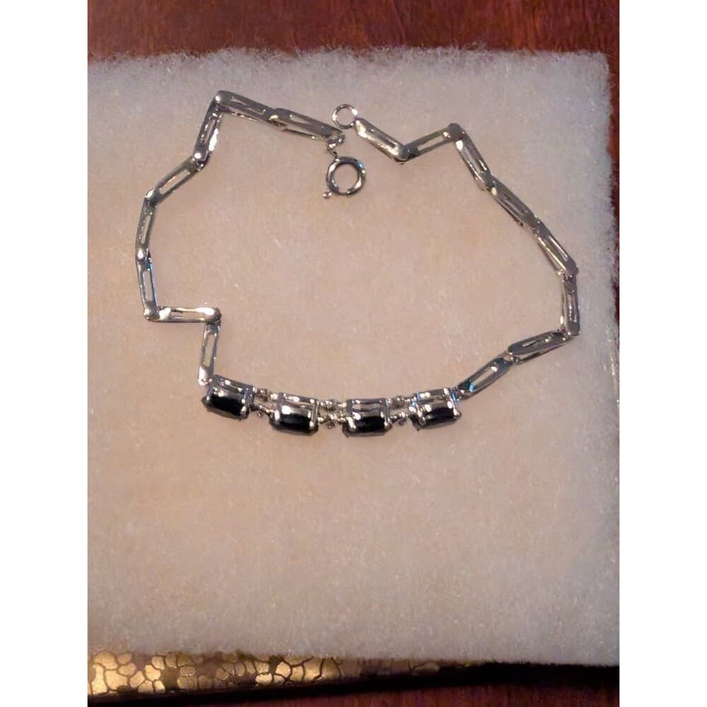 New 4.05ctw Simulated Blue Sapphire Lux Rhodium-plated Bracelet