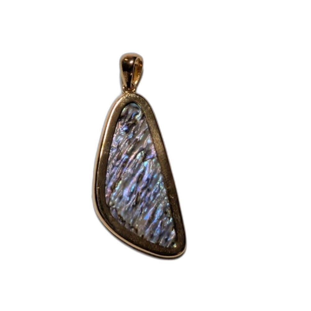 Nordstrom Abalone Shell Statement Necklace - Gold Tone Bezel - 16" + 2" Extender - Thumbnail 3
