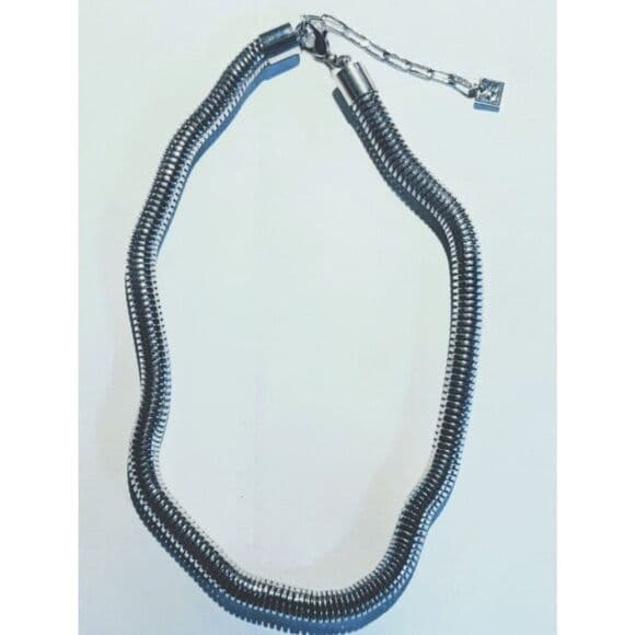 Nordstrom Open Edit Thick Silver Snake Chain Necklace Collar Choker 16" - Thumbnail 4