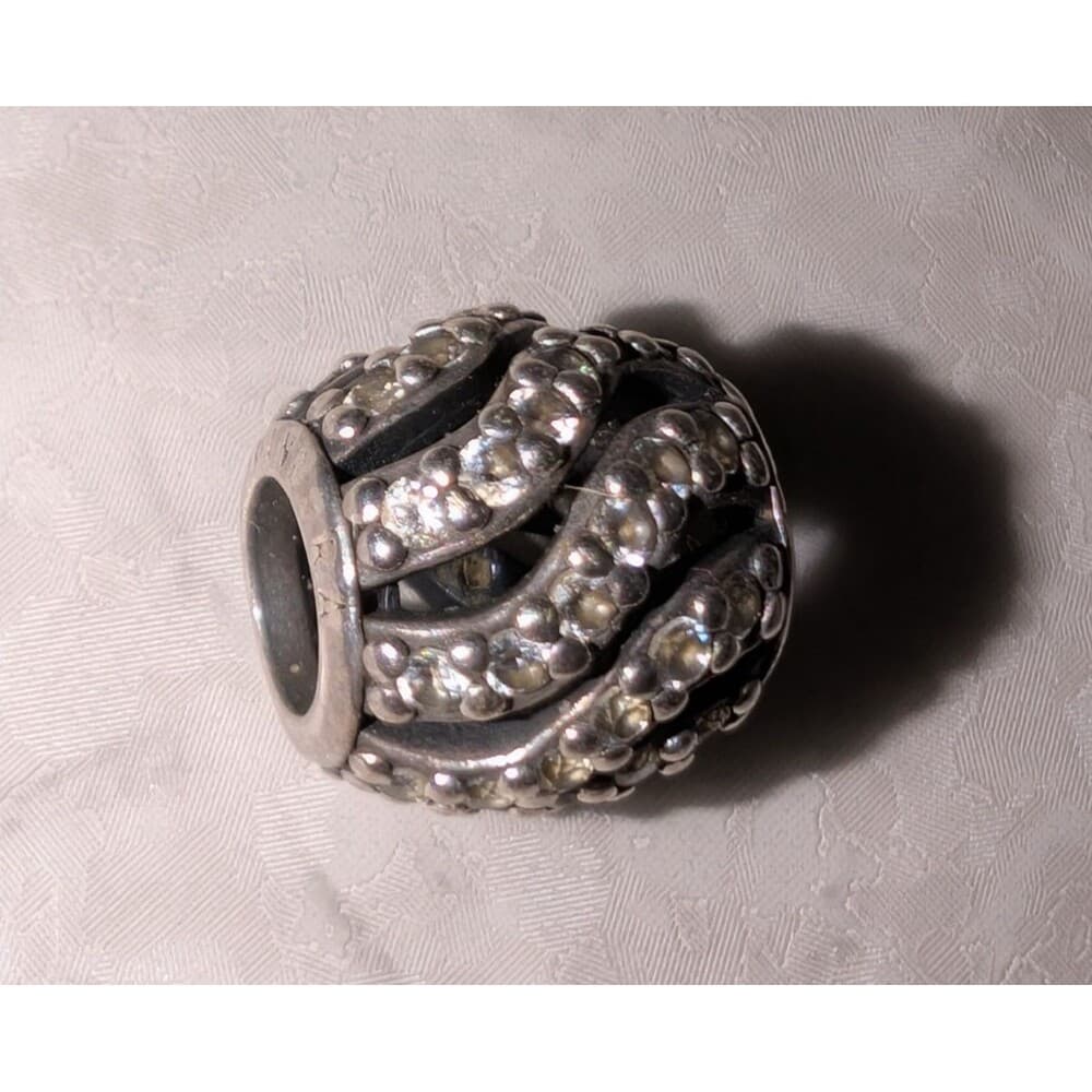 Pandora Winter Wisp S925 Silver Clear CZ Pavé Openwork Charm Retired - Thumbnail 7