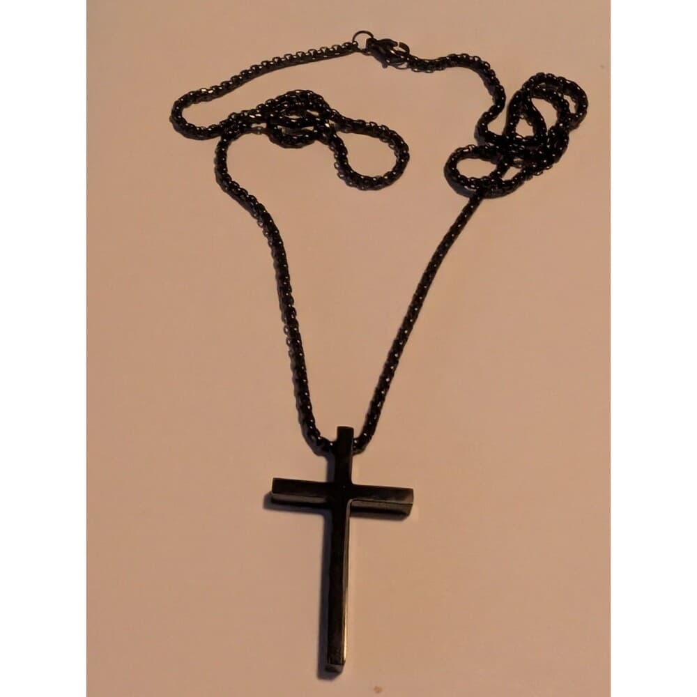 Cross Necklace for Men Black I CAN DO ALL THINGS - PHILIPPIANS - Thumbnail 2