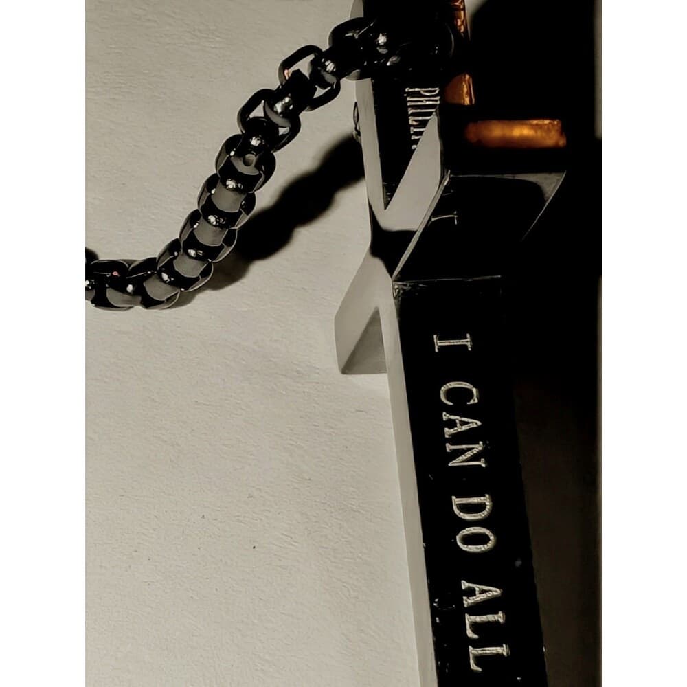 Cross Necklace for Men Black I CAN DO ALL THINGS - PHILIPPIANS - Thumbnail 3