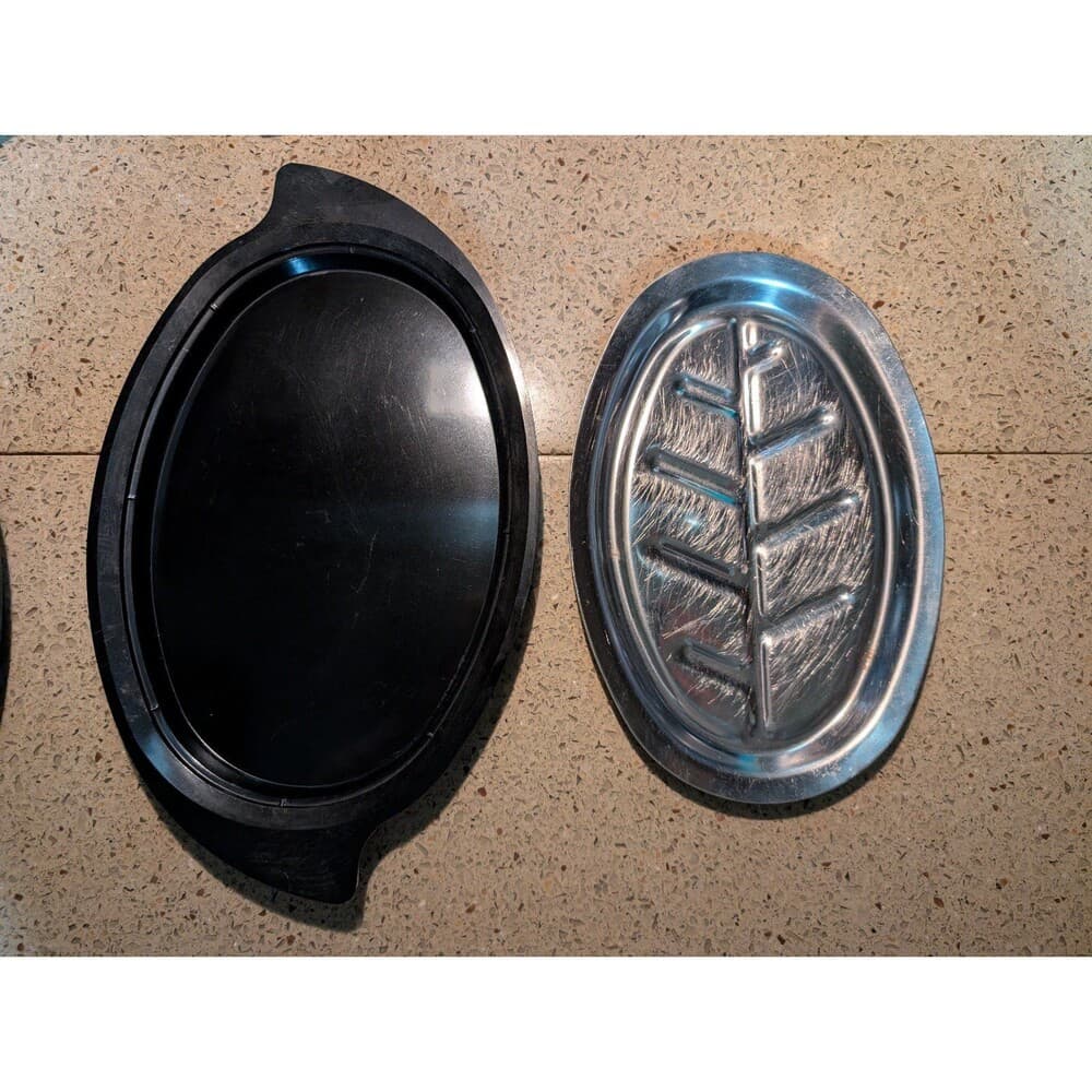 2 Vintage Nordic Ware Sizzler Platters & Holders Steak & Fajita Plates