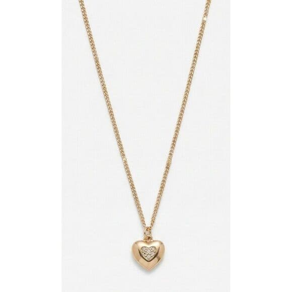 Nordstrom Gold Tone Heart Necklace Crystal Cluster Singapore Chain 16" Dainty - Thumbnail 4