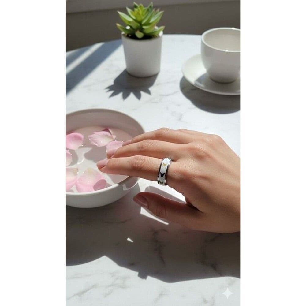 Colorful Butterfly Band Ring Silver Stainless Steel Cottagecore Y2K Size 10 - Thumbnail 3