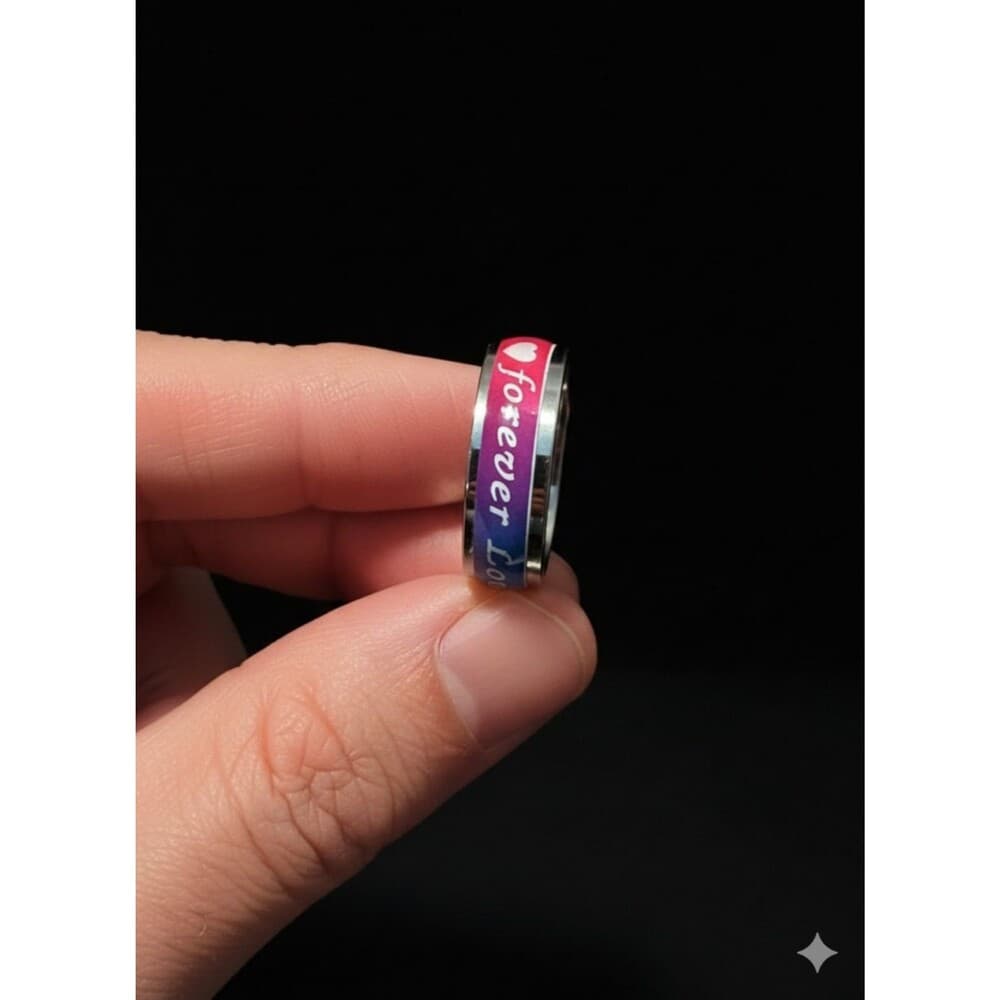 Gradient Forever Love Band Ring Stainless Steel Pride Enamel Size 9.5