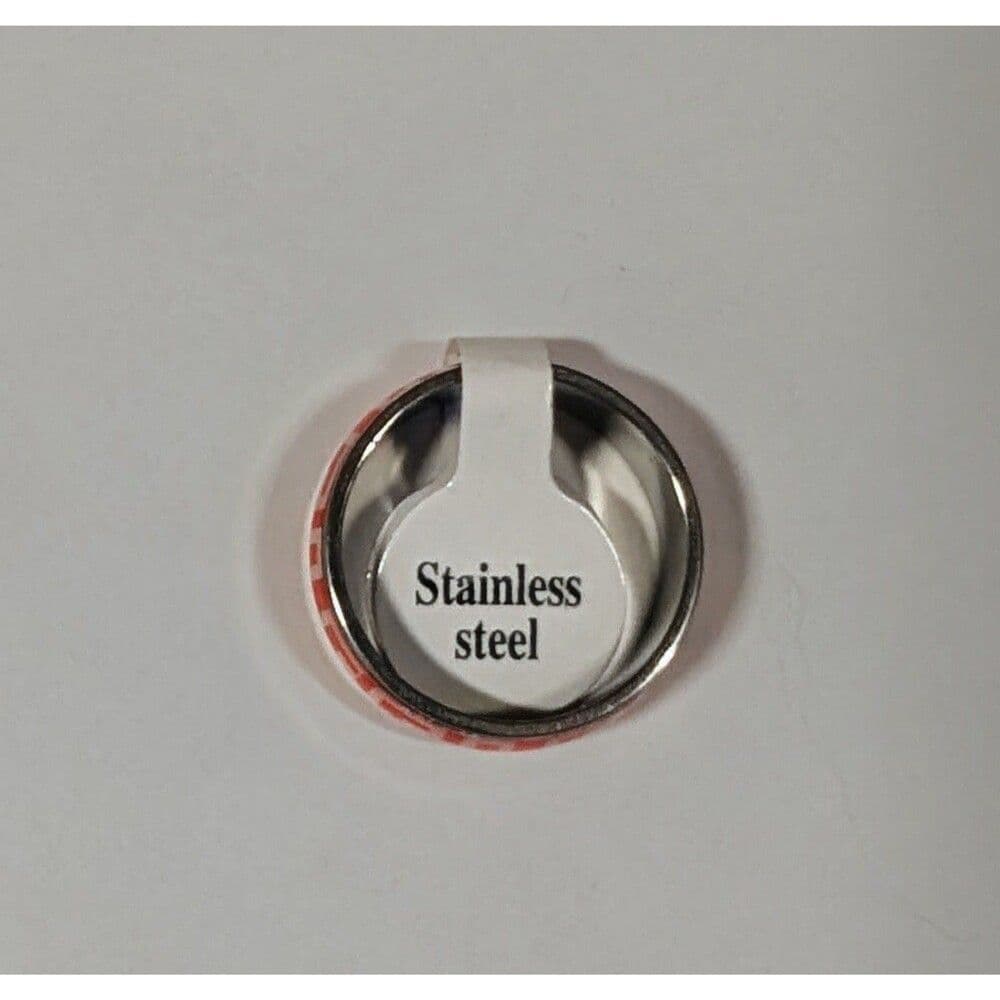 Red Greek Key Meander Band Ring Stainless Steel Enamel Geometric Size 9 - Thumbnail 2