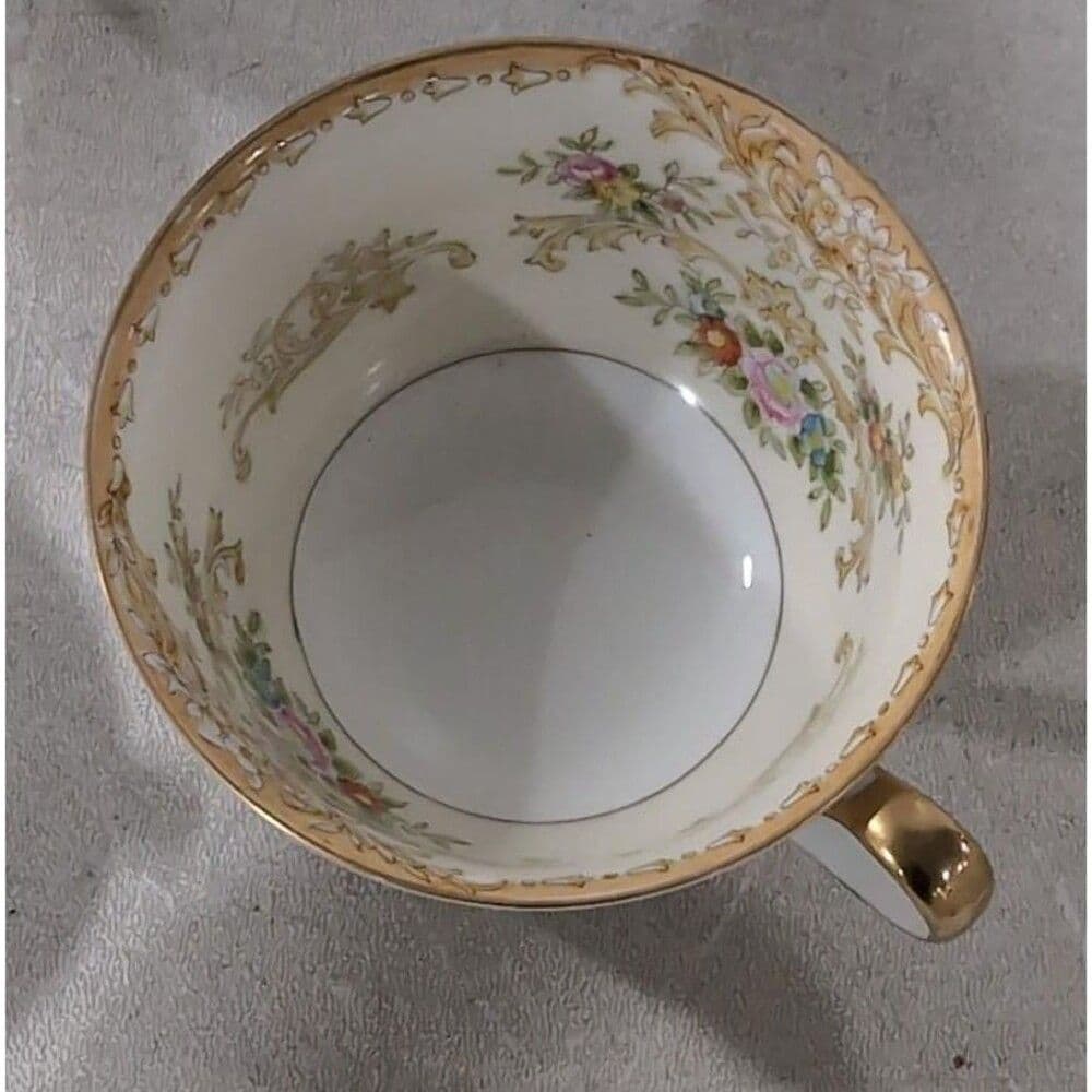 Noritake China “M” Coffee Tea Cup Floral Gold - Japan - Replacement Cup - Thumbnail 2