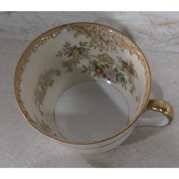 Noritake China “M” Coffee Tea Cup Floral Gold - Japan - Replacement Cup - Thumbnail 6