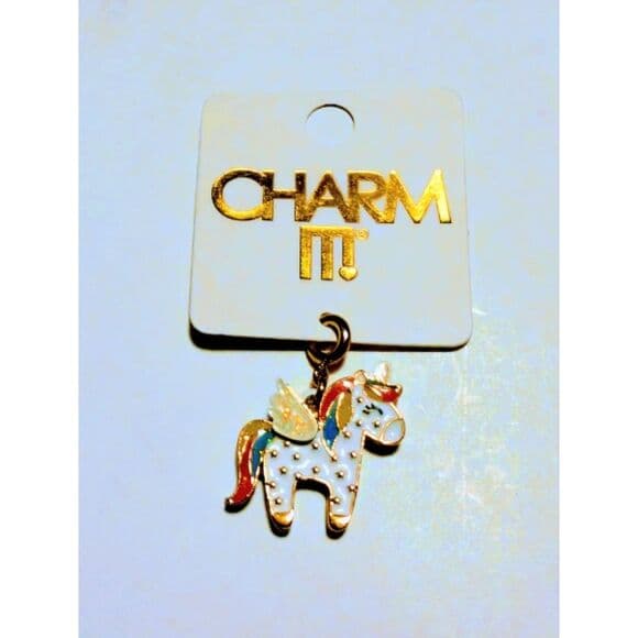 NWT Charm It! Gold Unicorn Charm Glitter Wings Retired High IntenCity Rare - Thumbnail 5