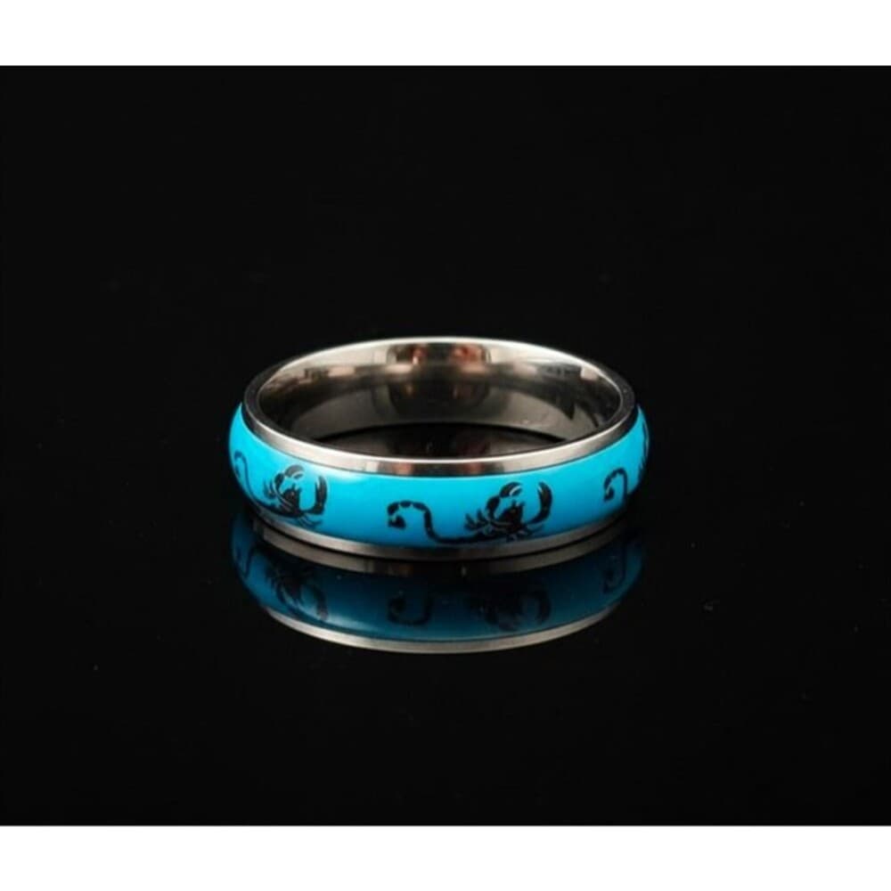 Scorpio Zodiac Ring Turquoise Enamel Stainless Steel Statement Band Size 10 - Thumbnail 2