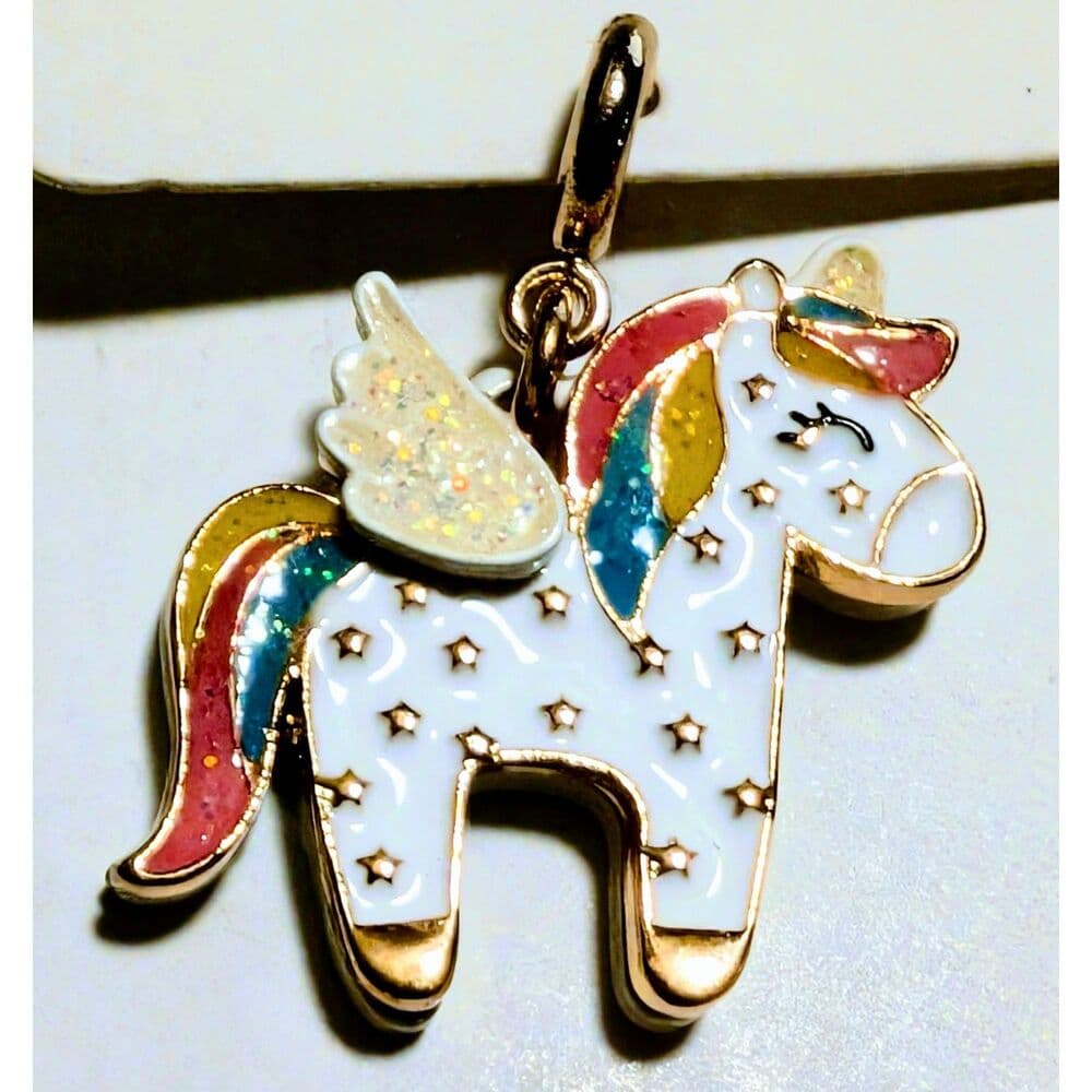 NWT Charm It! Gold Unicorn Charm Glitter Wings Retired High IntenCity Rare