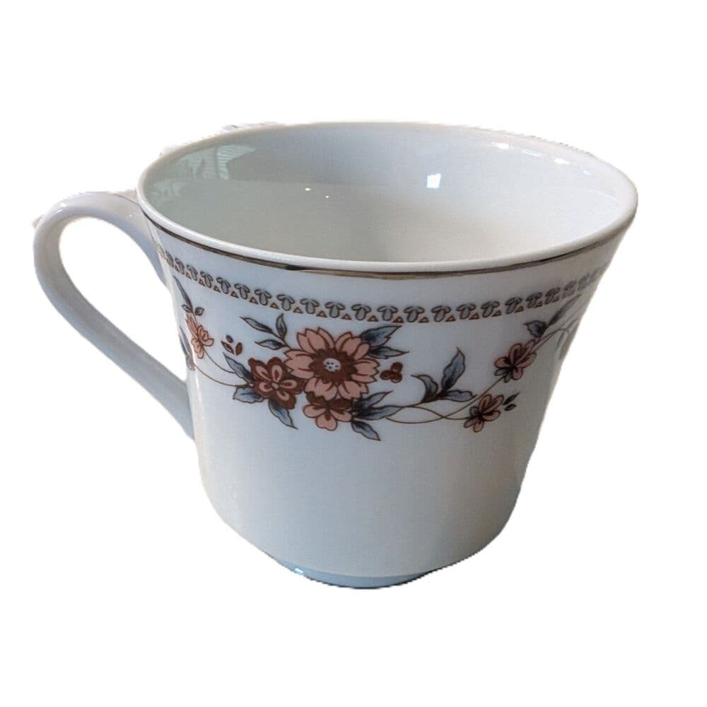 Vintage Sheffield Anniversary Fine China Tea Cups Lot of 4 Japan Silver Rim NWOT - Thumbnail 4