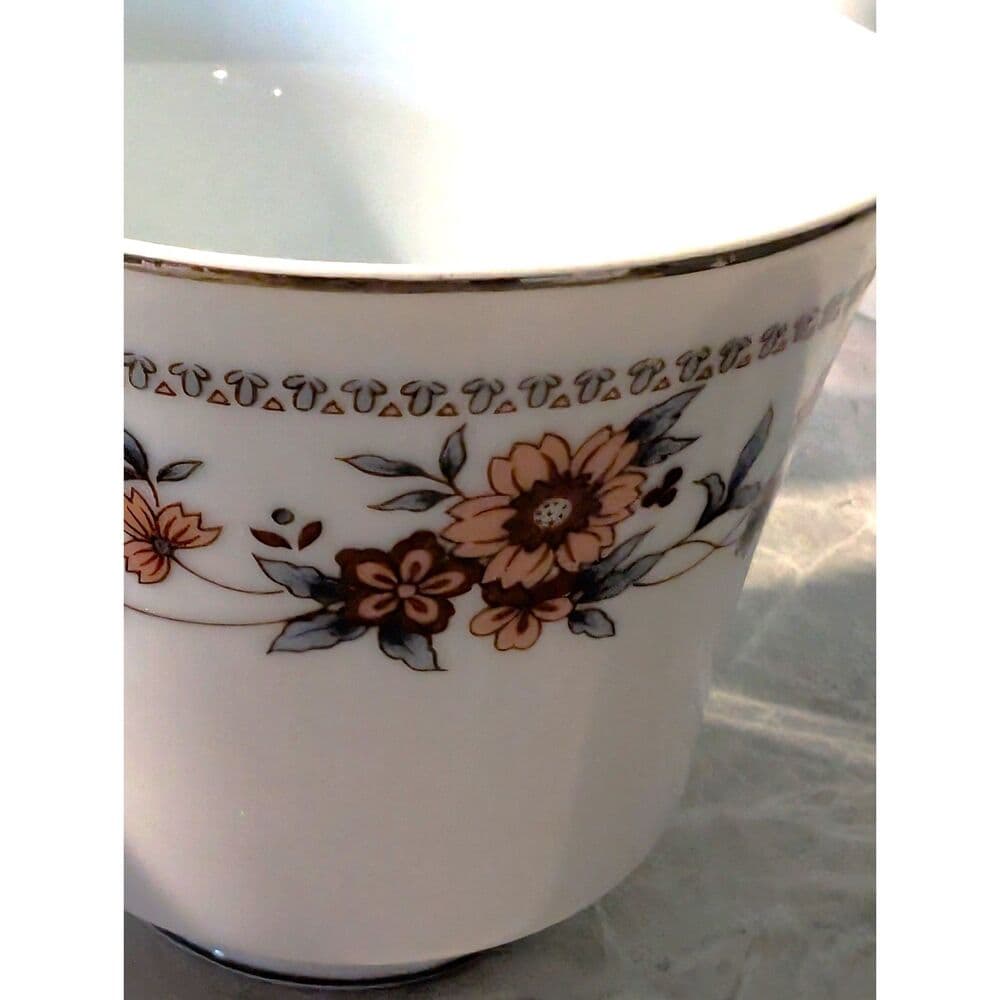 Vintage Sheffield Anniversary Fine China Tea Cups Lot of 4 Japan Silver Rim NWOT - Thumbnail 2