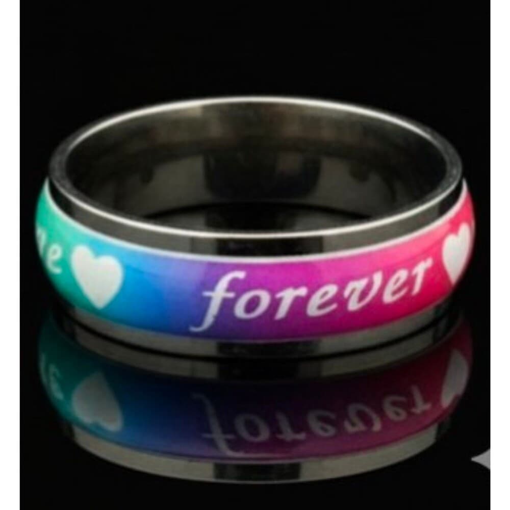 Gradient Forever Love Band Ring Stainless Steel Pride Enamel Size 9.5 - Thumbnail 2