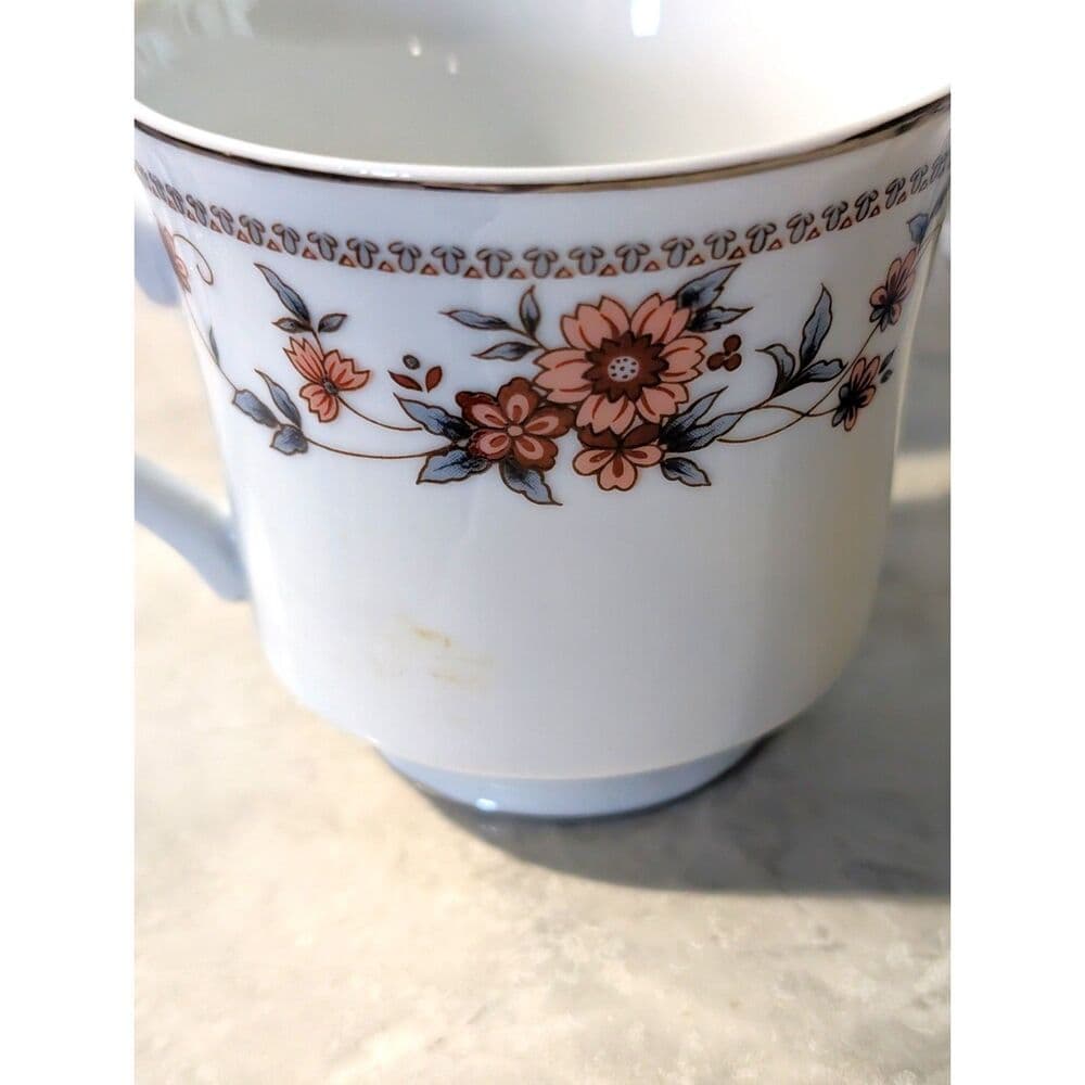 Vintage Sheffield Anniversary Fine China Tea Cups Lot of 4 Japan Silver Rim NWOT - Thumbnail 3