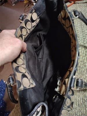 Genuine Coach Shoulder Bag, Classic C pattern, black and grey, #A0932-F13068 - Thumbnail 6