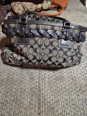 Genuine Coach Shoulder Bag, Classic C pattern, black and grey, #A0932-F13068
