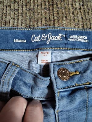 Cat & Jack Kids Super Stretch Denim Bermuda Shorts Light Blue Size M (7-8) - Thumbnail 4