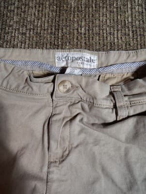 Aeropostale Chino Shorts Womens 5/6 Beige Khaki Twill Flat Front 29x8 - Thumbnail 4