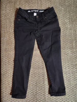 Cat & Jack Sz5 Black stretchy skinny jeans with elastic Adjustable waistband