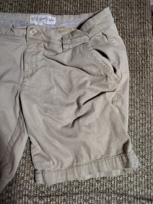 Aeropostale Chino Shorts Womens 5/6 Beige Khaki Twill Flat Front 29x8 - Thumbnail 3