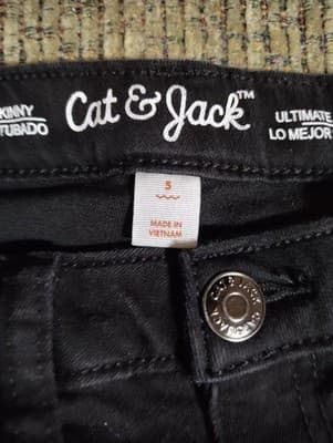 Cat & Jack Sz5 Black stretchy skinny jeans with elastic Adjustable waistband - Thumbnail 5