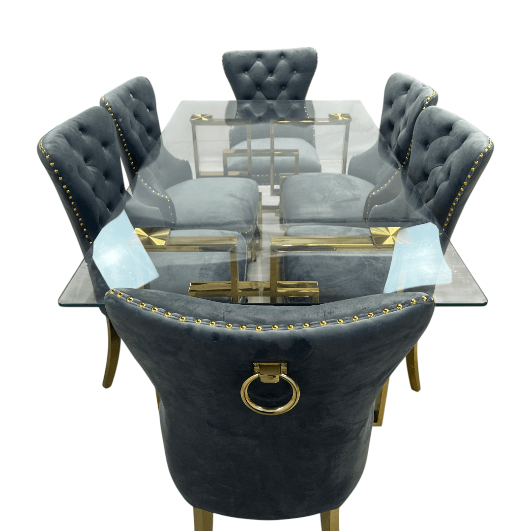 Rosdorf Park Upholstered Dining Table and Chairs Set, Tufted Back Design With Stainless Steel Leg (Set of 6) - Thumbnail 8