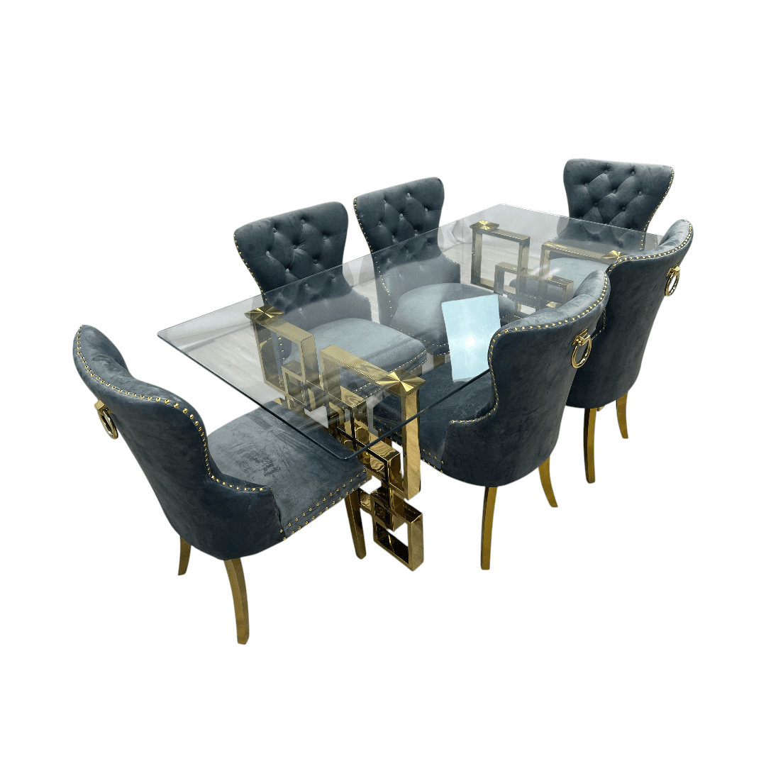 Rosdorf Park Upholstered Dining Table and Chairs Set, Tufted Back Design With Stainless Steel Leg (Set of 6) - Thumbnail 11