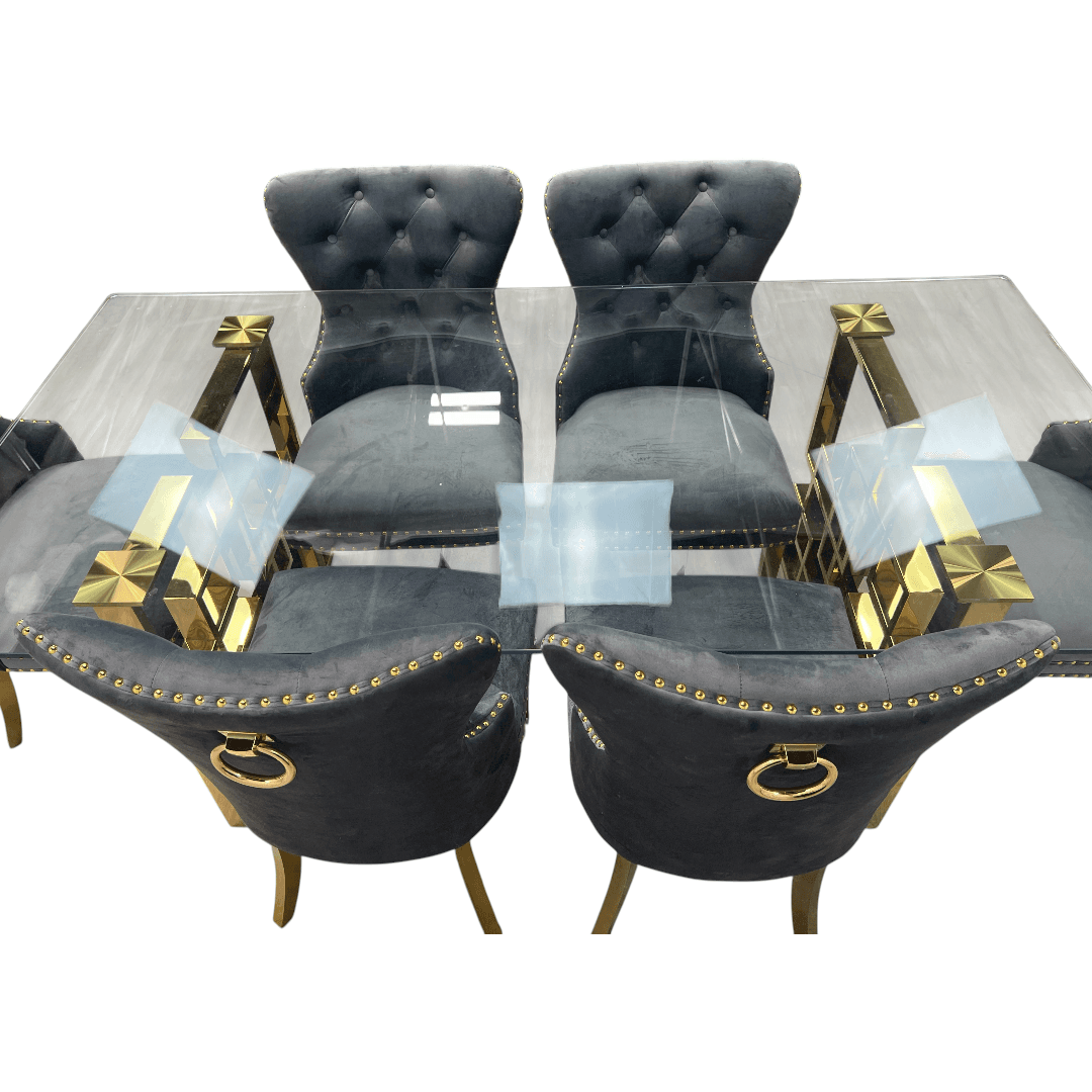 Rosdorf Park Upholstered Dining Table and Chairs Set, Tufted Back Design With Stainless Steel Leg (Set of 6) - Thumbnail 9