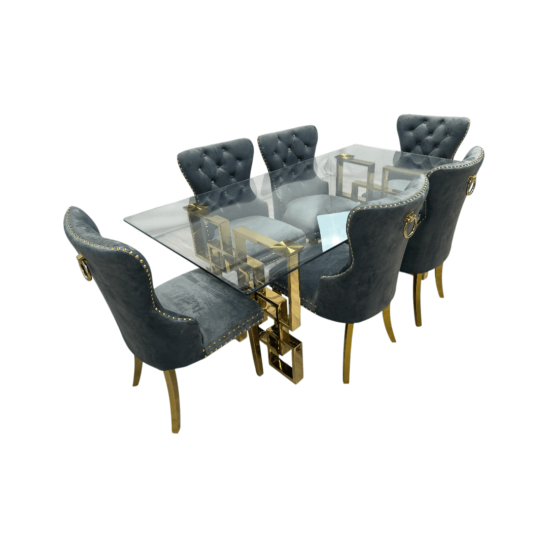 Rosdorf Park Upholstered Dining Table and Chairs Set, Tufted Back Design With Stainless Steel Leg (Set of 6) - Thumbnail 7