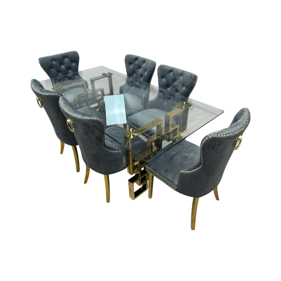 Rosdorf Park Upholstered Dining Table and Chairs Set, Tufted Back Design With Stainless Steel Leg (Set of 6) - Thumbnail 6