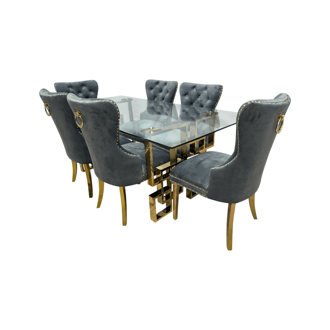 Rosdorf Park Upholstered Dining Table and Chairs Set, Tufted Back Design With Stainless Steel Leg (Set of 6) - Thumbnail 10