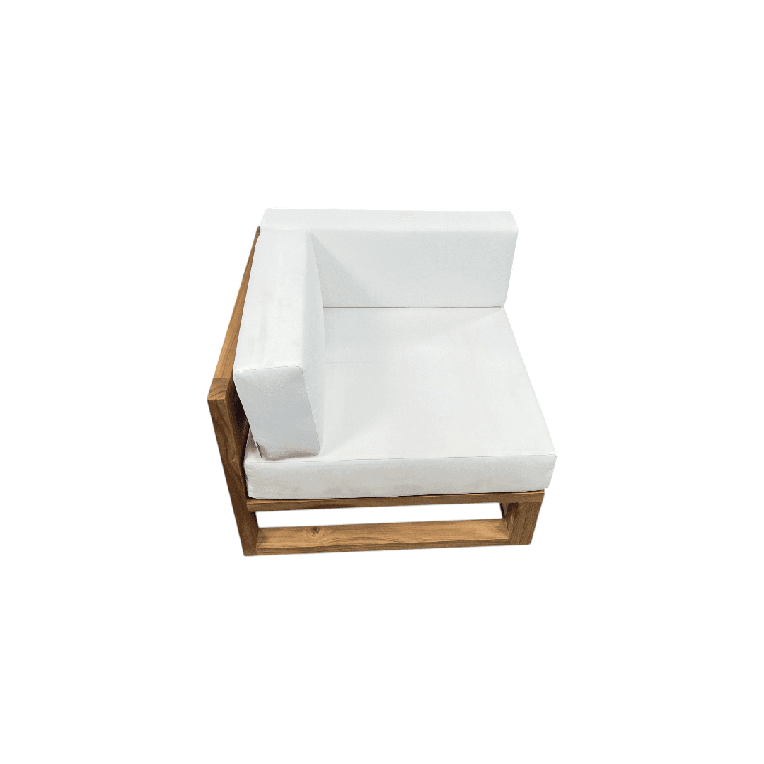 Modway Upland Outdoor Patio Teak Wood Corner Chair in Natural White - Thumbnail 3