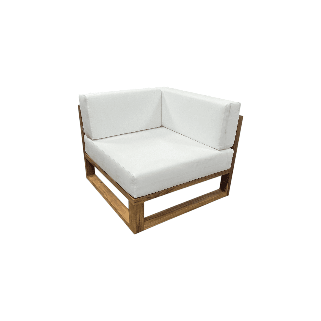 Modway Upland Outdoor Patio Teak Wood Corner Chair in Natural White - Thumbnail 4