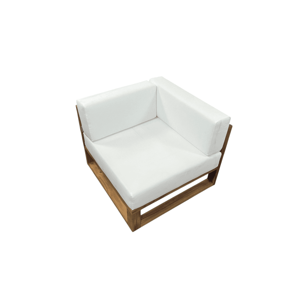 Modway Upland Outdoor Patio Teak Wood Corner Chair in Natural White - Thumbnail 5