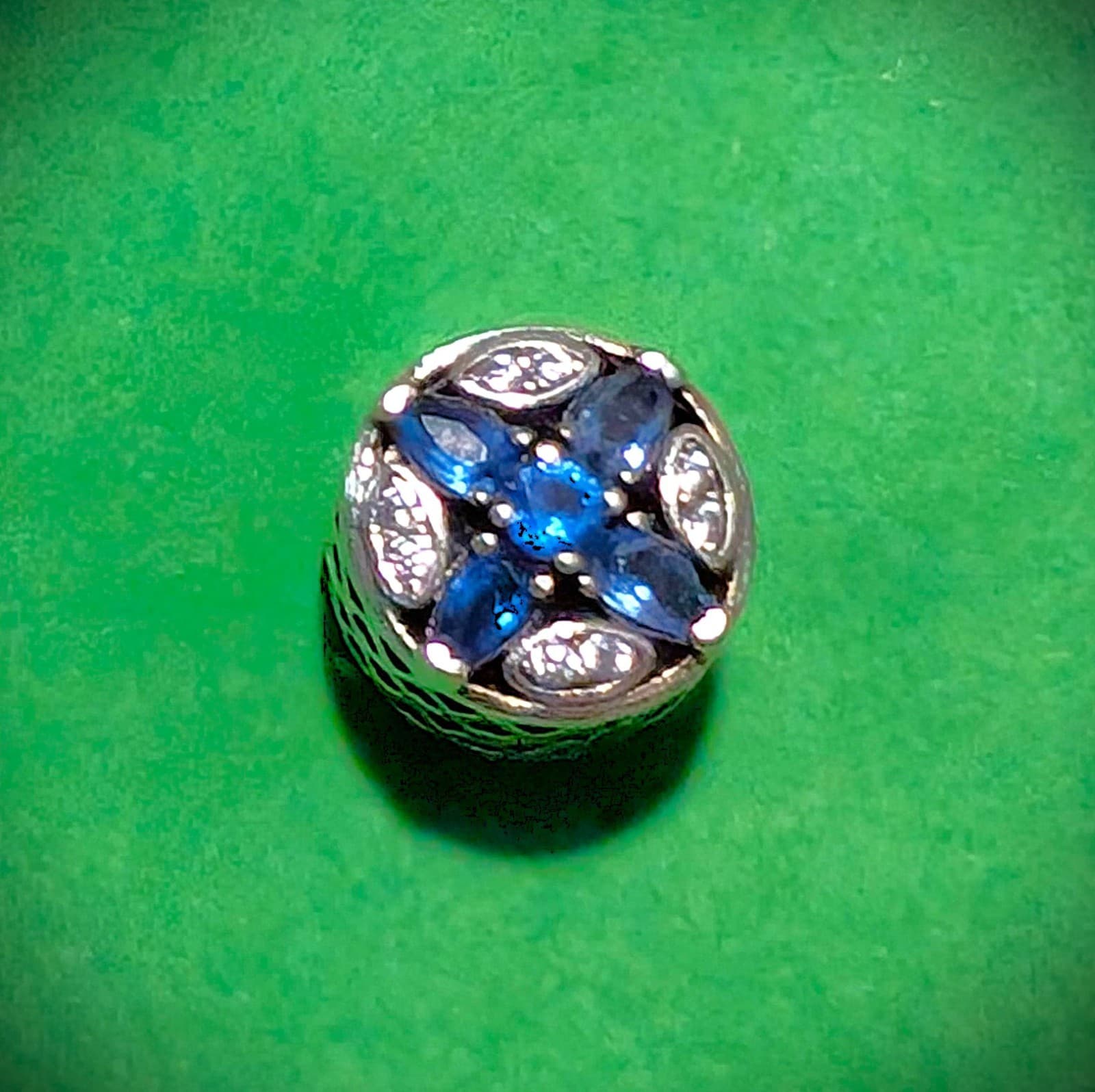 Authentic Pandora Patterns of Frost Charm Blue Crystal S925 Sterling Silver