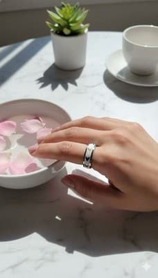Whimsical Butterfly Band Ring | Stainless Steel Color Jewelry - US 10 - Thumbnail 4