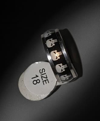 Skull Emoji Ring | Stainless Steel Enamel Band | Expressive | Size 18/US 8