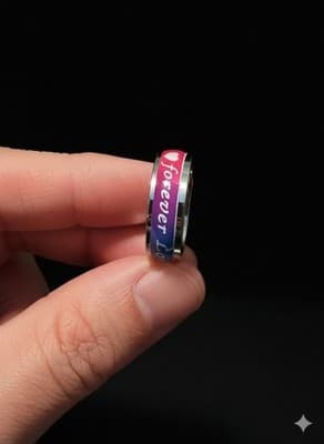 Gradient "Forever Love" Band Ring | Stainless Steel Pride & Romance (US 9.5) - Thumbnail 2