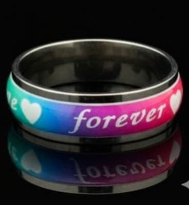 Gradient "Forever Love" Band Ring | Stainless Steel Pride & Romance (US 9.5) - Thumbnail 3