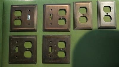 AmerTac Brass Wall Plate Lot, 6 Pieces, 1 Toggle/1 Duplex Combination Covers, Vi