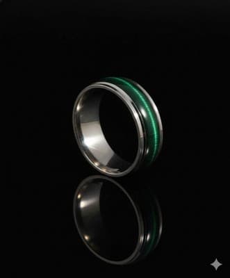 Mesmerizing Green Cat Eye Stainless Steel Band Ring | Dynamic Luster (US 9.5)